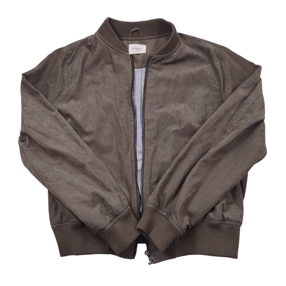Everly Olive Green Suede Bomber Jacket